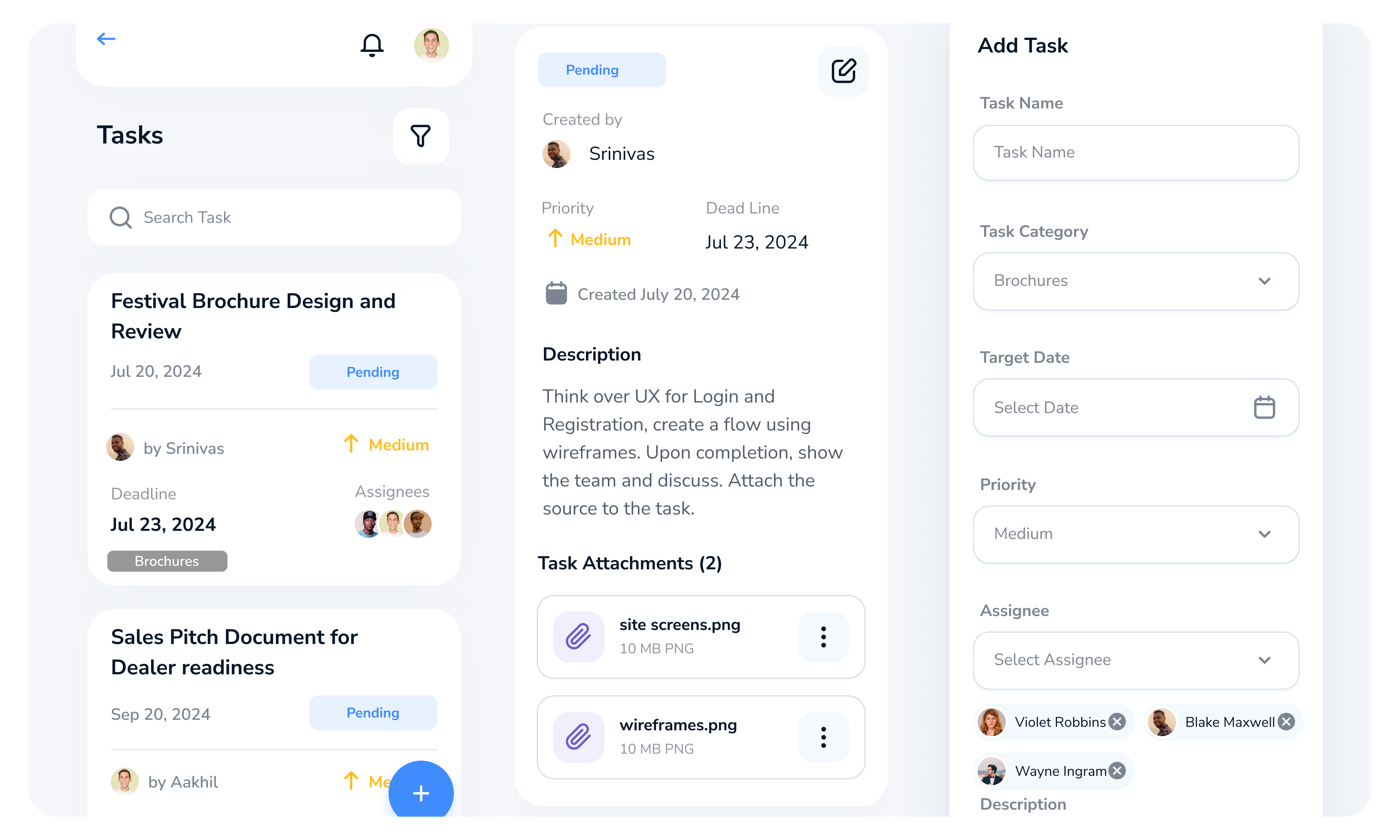 Task and follow-up management screen with lead tracking